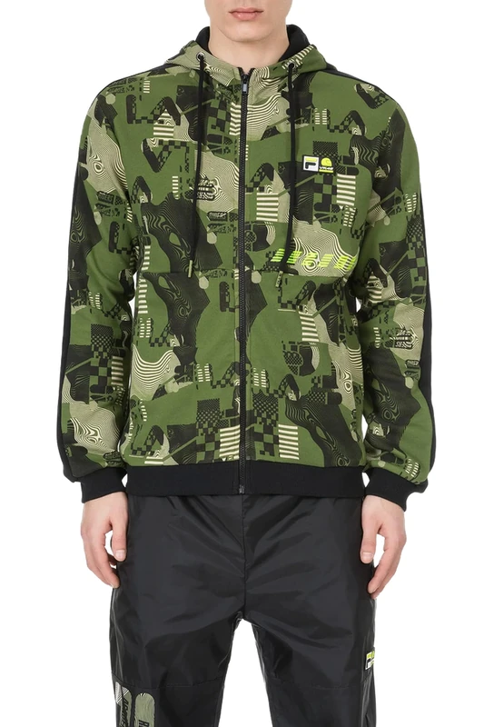 VR 46 Men's Oversized AOP Fila Riders Academy Sweatshirt, Green, XX-Large