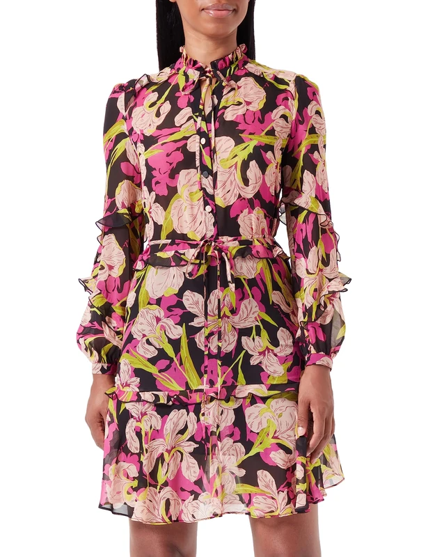 Pinko Women's SPETTROGRAFIA Abito Retina ST. Casual Dress, ZY5_Mult.Nero/Fuxia, 50