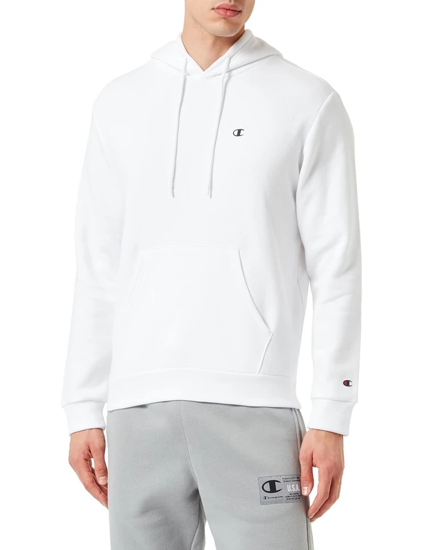 Champion Mens Legacy Basics - Powerblend Fleece Hooded Sweatshirt, White, L UK - Image 1