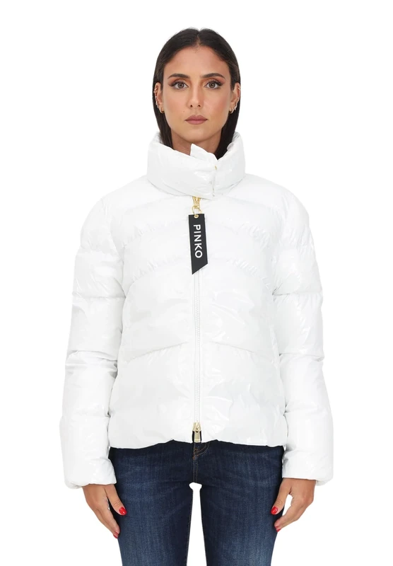 Pinko Women's Adorato Abito Popeline Down Jacket, Z05_Bianco-BIANCANEVE, 46
