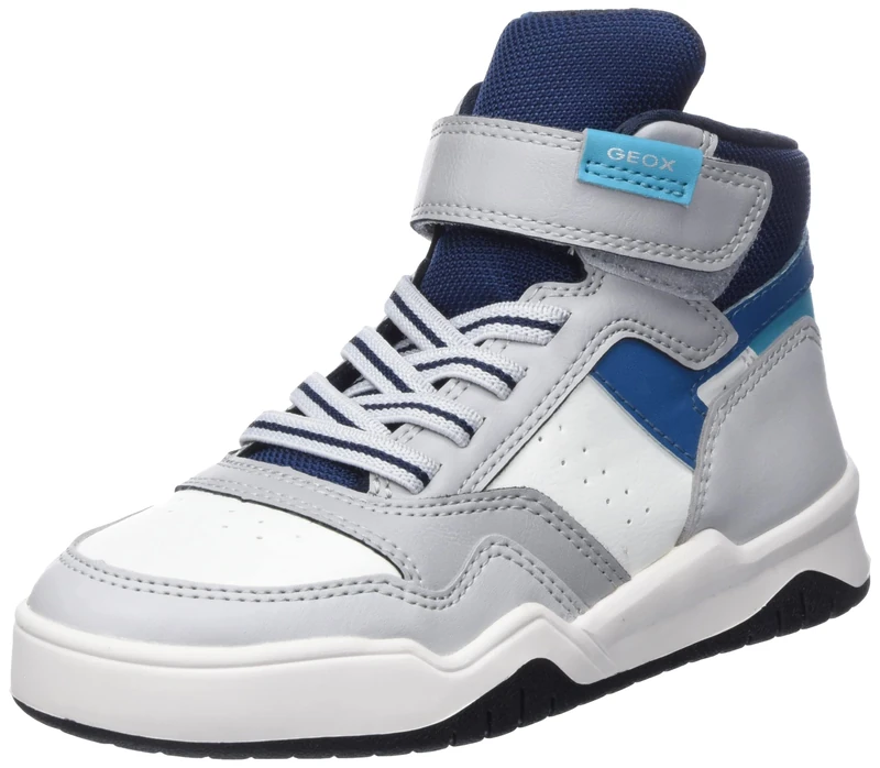Geox Men's J Perth Boy FSneaker, Lt Grey Lt Blue, 10 UK