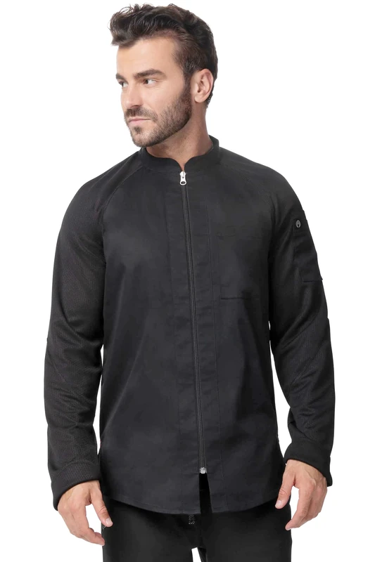 Chef Works Men's Nepal Chef Coat, Black, M