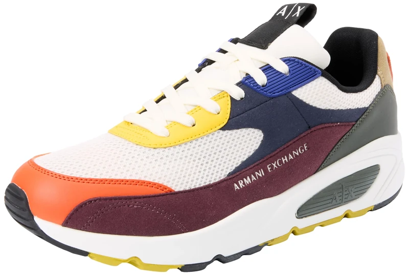 Armani Exchange Men's Multicolour, Side Extended Logo, lace up Sneaker, 9 UK