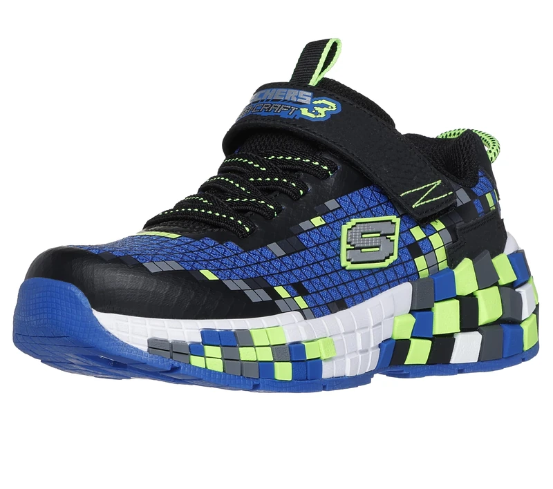 Skechers Boy's Mega-Craft 3.0 Sneakers, Black Synthetic/Blue Textile/Lime Trim, 12 UK Child