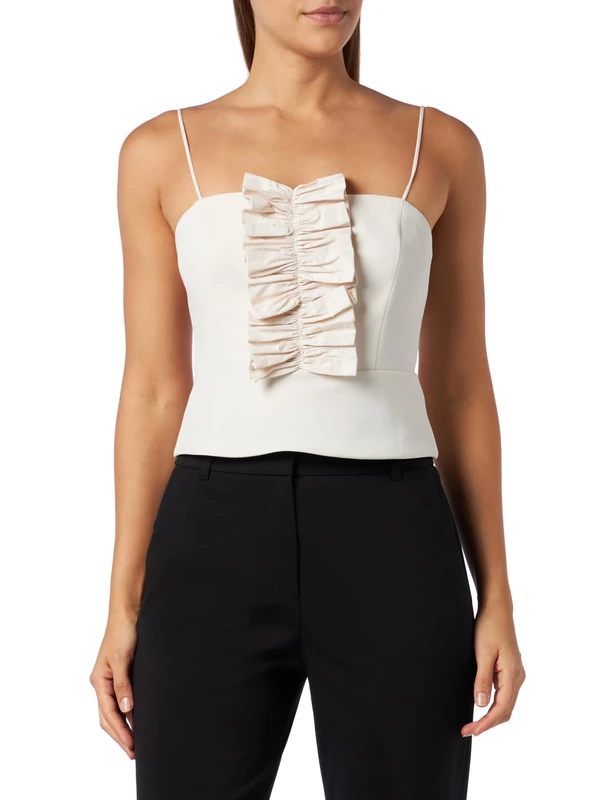 Pinko Women's Fitness Cargo Tricottina Fashionable Tank top, O62_pergamena Past, 46