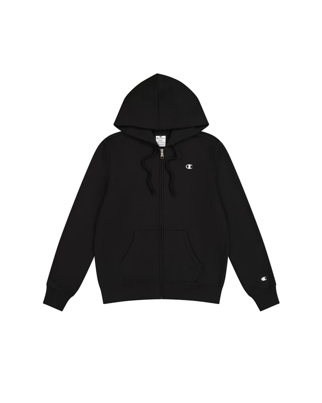 Champion Women's Legacy Basics W-Light Powerblend Fleece Full-Zip Hooded Sweatshirt, Black, S