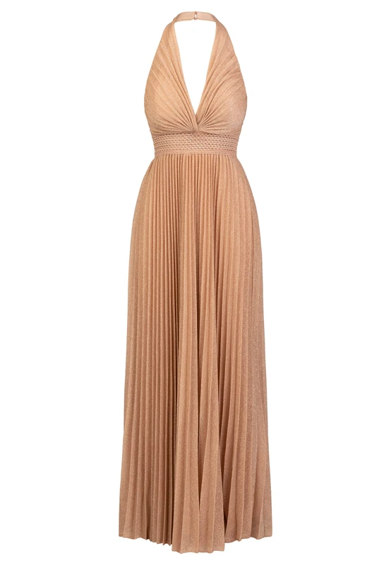 ApartFashion Women's Evening Dress, Formal Night Out Dress, Gold, 14