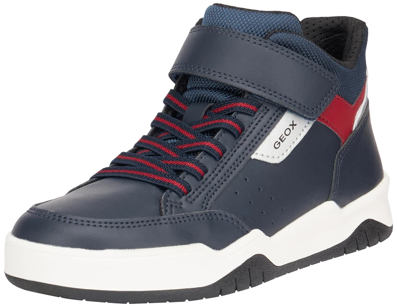Geox J Perth Boy B Sneaker, Navy Red, 3 UK