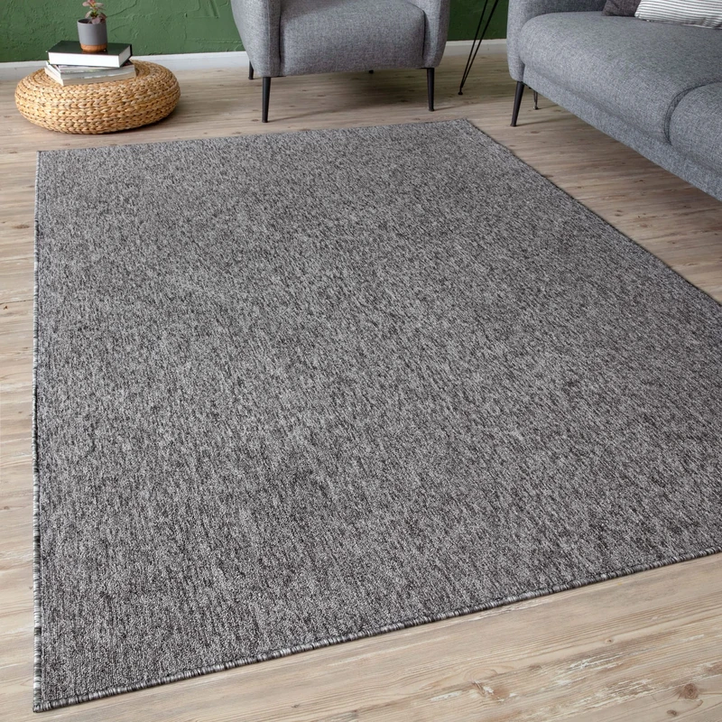 THE RUGS Low Pile Area Rugs – Modern Indoor Rugs for Living Room, Bedroom, Dining Room, Entryway – Non-Shedding (Grey, 200x290 cm)