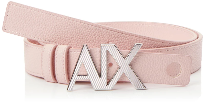 Armani Exchange Casual Leather, On Tone Logo Buckle Belt, pink, XL