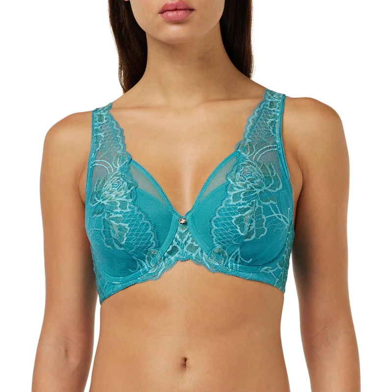 Triumph Wild Peony Florale Wp, Bra Women's, Peacock Green, 32E