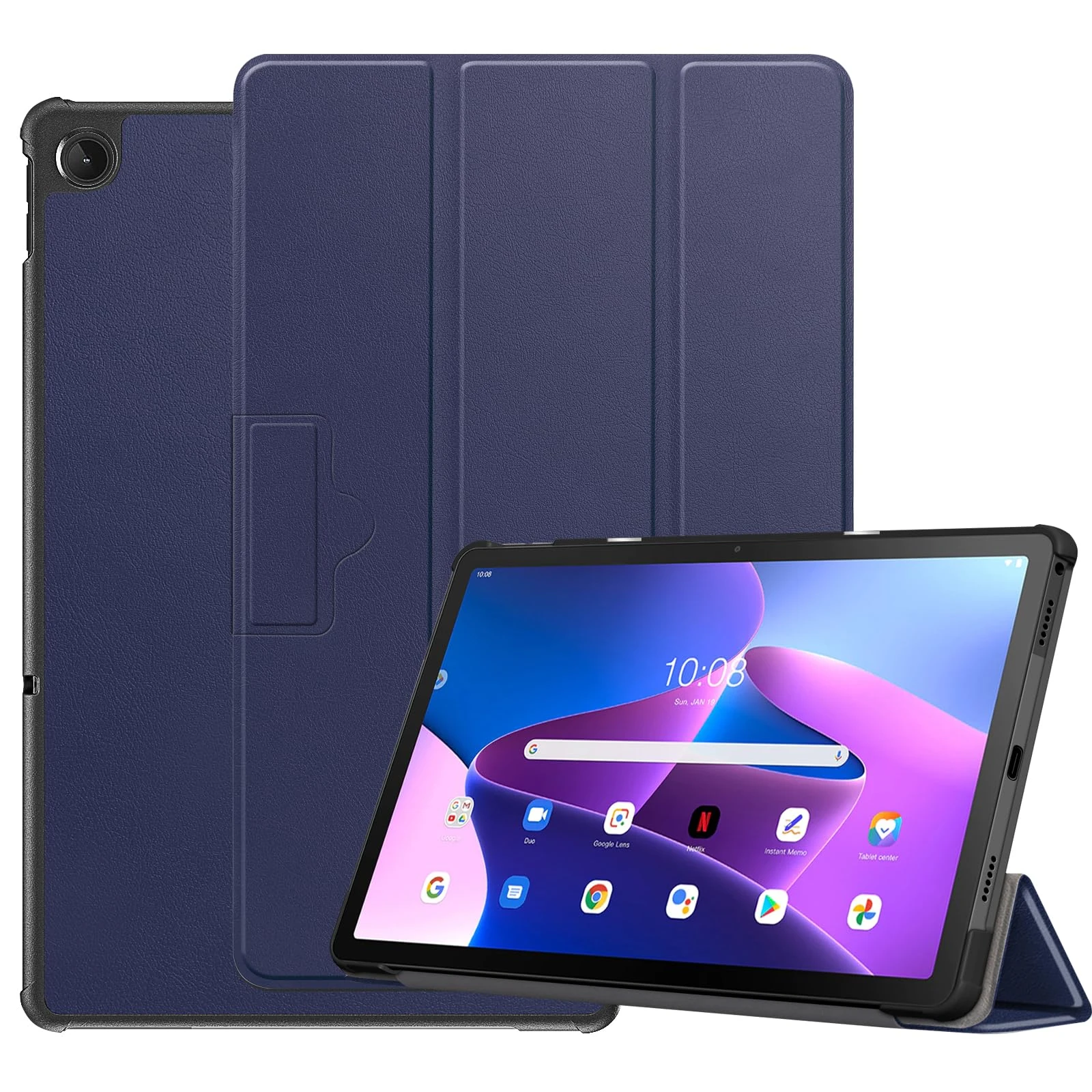 ATOOZ Case for Lenovo Tab M10 Plus (3rd Gen) 10.6 inch 2022, With Auto Sleep/Wake Protective Folio Case Cover for Lenovo M10 Plus 3rd gen (TB125FU /TB128FU /TB128XU) (Navy Blue)