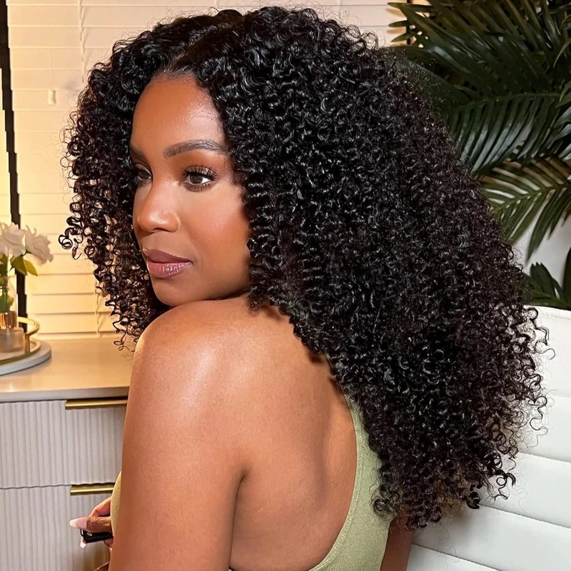 PRIMELACE V Part Wig Human Hair 20 inch Kinkycurly Wig Human Hair Upgrade UPart Human Hair Wig Brazilian Curly V Part Wig Human Hair 180% Density No Leave Out No Glue