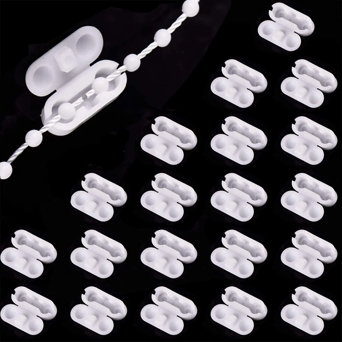 LICQIC Roller Blind Cord Connector Clips, Replacement Pull Ball Chain Connector fits 4.5mm Roller, Roman and Vertical Blinds, 20 Pcs Plastic