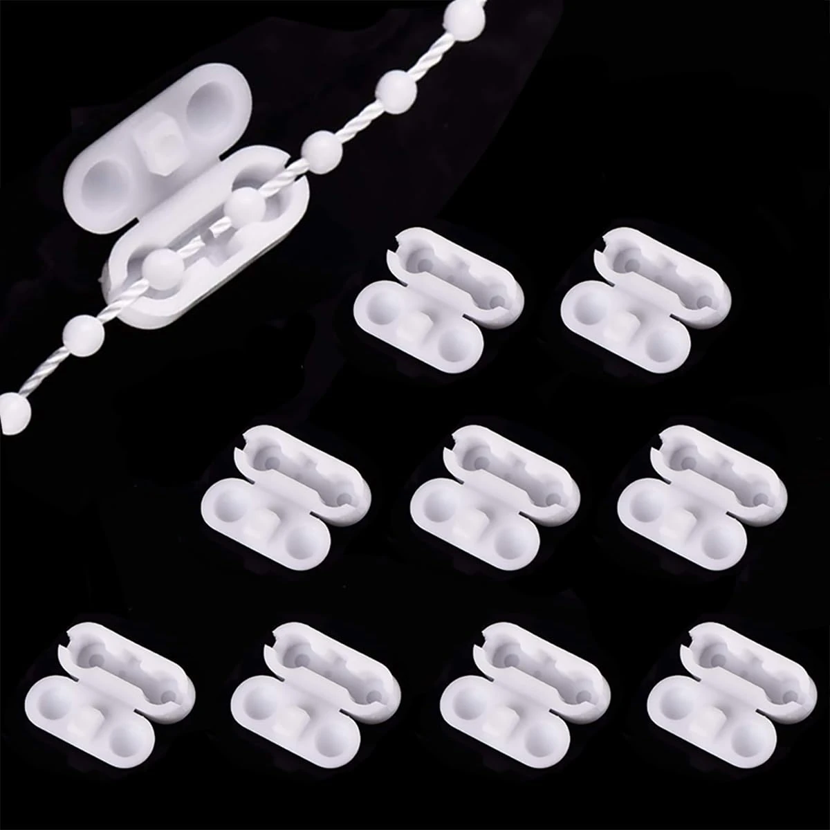 LICQIC Roller Blind Cord Connector Clips, Replacement Pull Ball Chain Connector fits 4.5mm Roller, Roman and Vertical Blinds, 10 Pcs Plastic