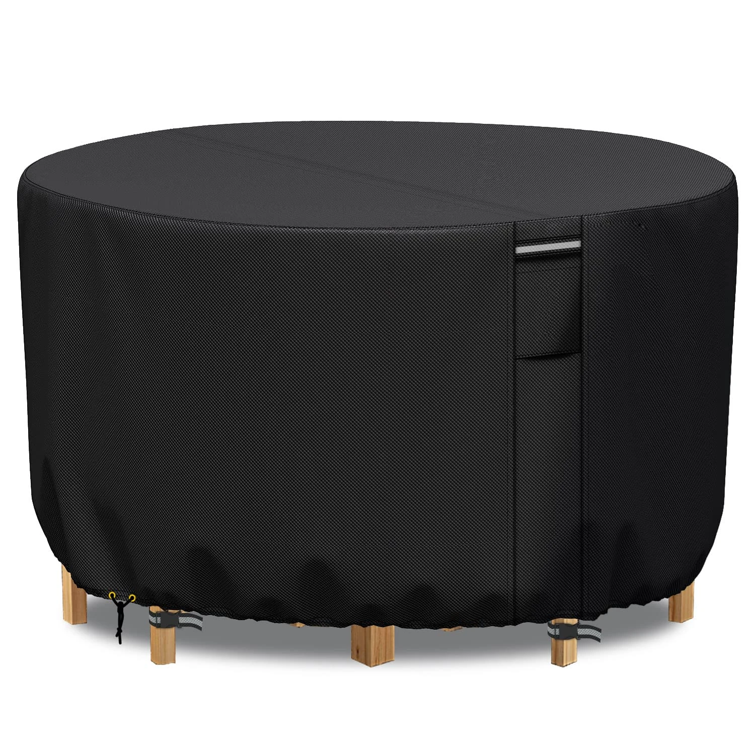 RICHIE Garden Furniture Covers Waterproof, Outdoor Round Garden Table Cover with Air Vent, Heavy Duty Rip Proof 600D Oxford Circular Patio Furniture Set Covers Windproof, Anti-UV (Ø190x80cm) - Black