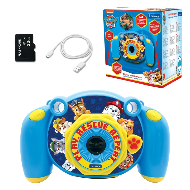 Lexibook, Paw Patrol, 4-in-1 Kids digital camera, photo and video function, games, 32GB SD card included, blue, DJ080PA