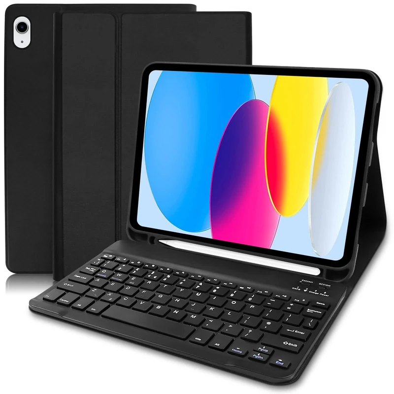 Keyboard Case for iPad 10th Generation 2022/iPad A16 11th Genration 2025 (10.9/11 inch), Case with UK Layout Keyboard for 11 Inch, Slim Case With Detachable Bluetooth Keyboard for iPad 10Gen, Black