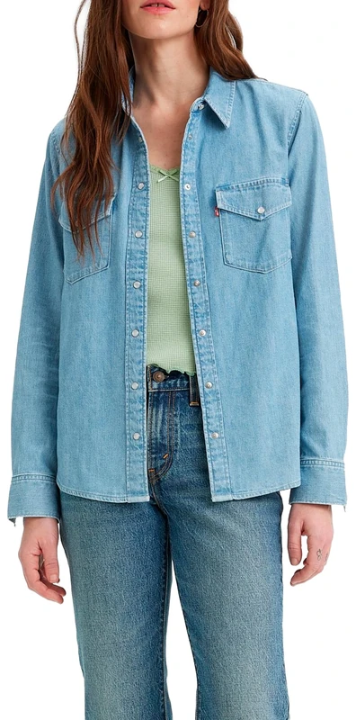 Levi's Women's Iconic Western Shirt, Old 517 Blue, XXS