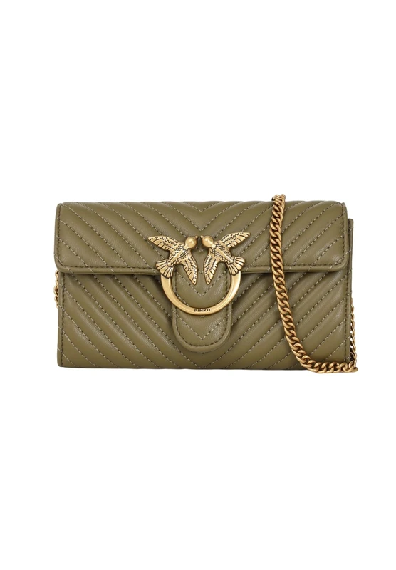 Pinko Women's Love ONE Wallet C Sheep Nappa, V62Q_Verde ABETE-Antique Gold, Size