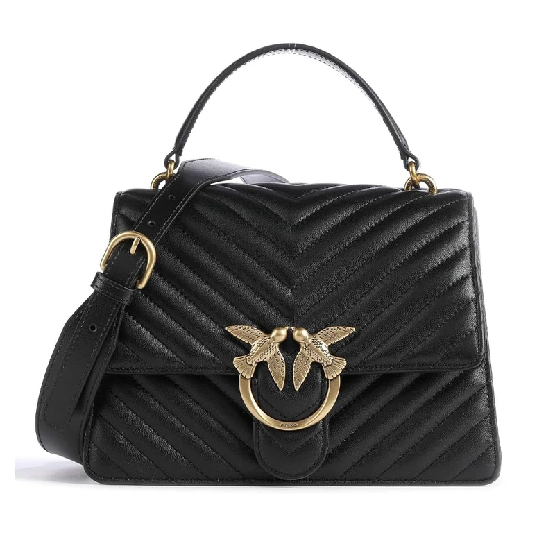 Pinko LOVE ONE TOP HANDLE CLASSIC LI, Women’s LOVE ONE TOP HANDLE CLASSIC LI, Z99Q_NERO-ANTIQUE GOLD,
