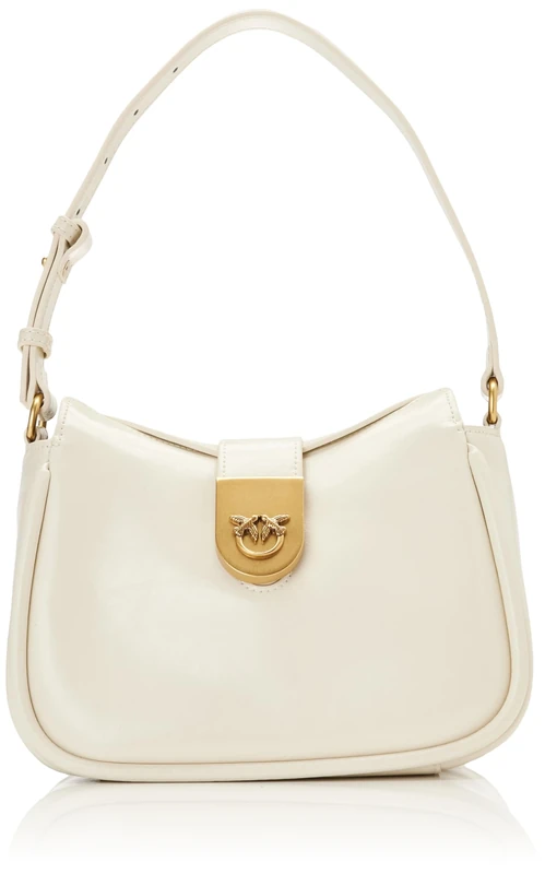 Pinko Women's Madame Shoulder Mini Vitello S, Z14Q_Bianco SETA-Antique Gold