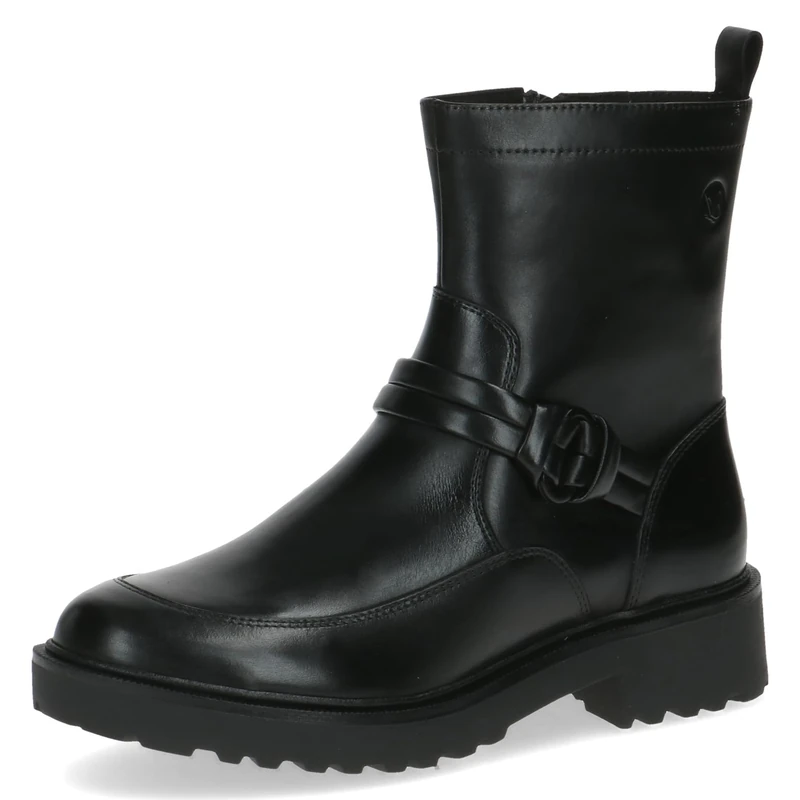 Caprice Women's ankle boots without heel Memotion made of leather Flat Width G, Black (Black Nappa), 4 UK