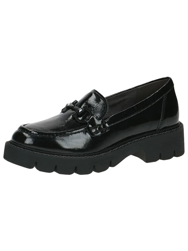 CAPRICE Women's Loafers with Platform Memotion Patent Business Slip-ons Width G, Black (Black Naplak), 6.5 UK