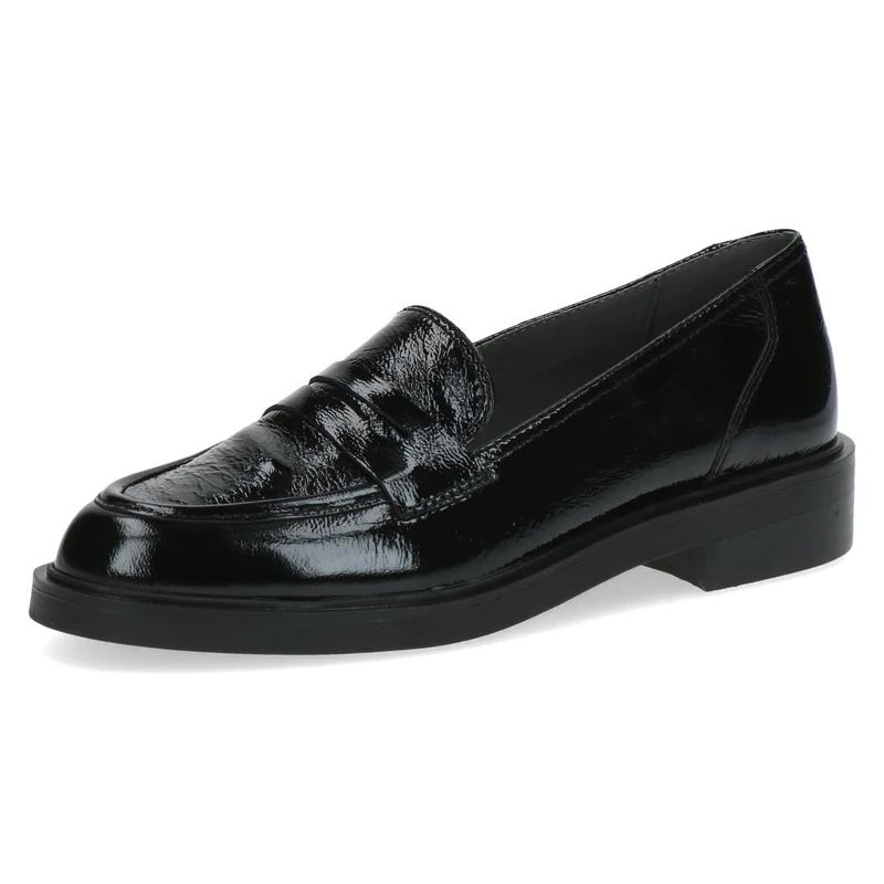 CAPRICE Women's Leather Loafers with Block Heel, Black (Black Naplak), 6 UK