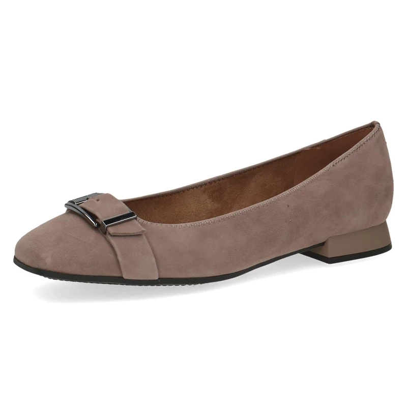 CAPRICE Women's Ballet Flats Memotion in Suede with Block Heel Width G, Brown (Mud Suede), 6 UK