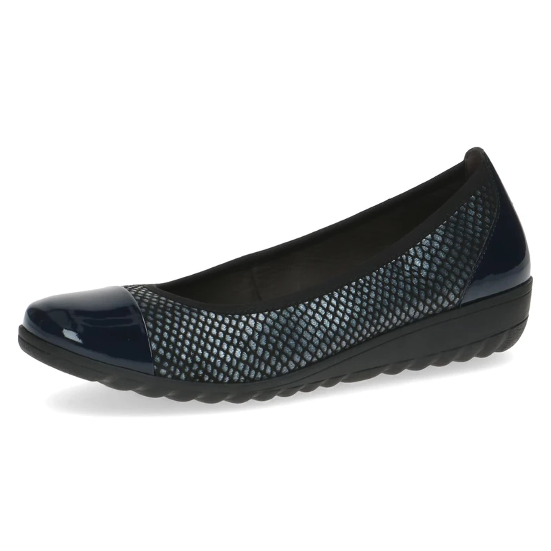 CAPRICE Women Ballet Flats Leather Wedge Heel, Blue (Ocean Comb), 5 UK