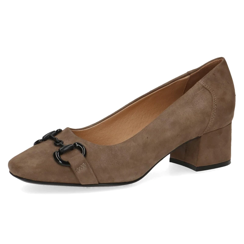 CAPRICE Women's Pumps Memotion in Leather Low Heel Width G, Green (Olive Pearl), 6 UK