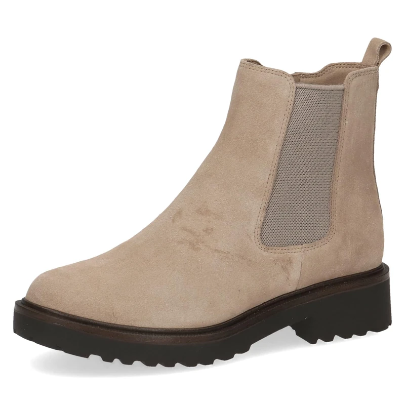 Caprice Women's Chelsea Boots Memotion made of leather Flat Width G, Beige (Sand Suede), 6 UK