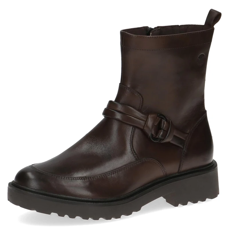CAPRICE Women's ankle boots without heel Memotion made of leather Flat Width G, Brown (Dk Brown Nappa), 4 UK