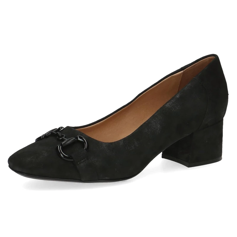 CAPRICE Women's Pumps Memotion in Leather Low Heel Width G, Black (Black Pearl), 4 UK