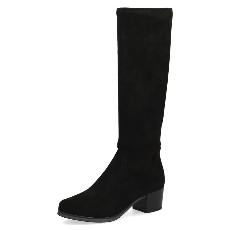 CAPRICE Women's high boots with heel knee-high Vegan, Black (Black Stretch), 3.5 UK