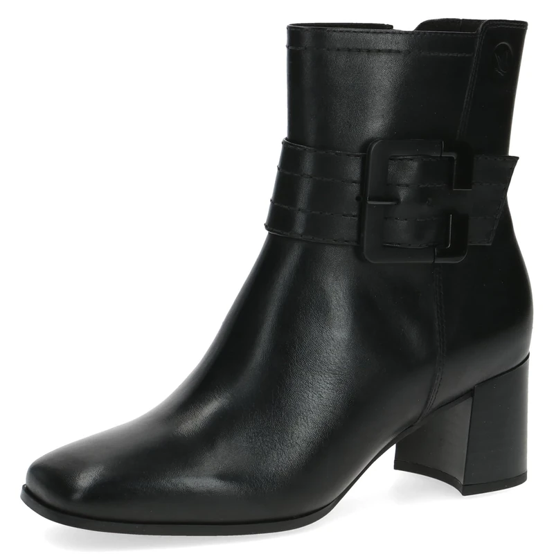 CAPRICE Women's ankle boots with heel in leather block heel, Black (Black Nappa), 6 UK