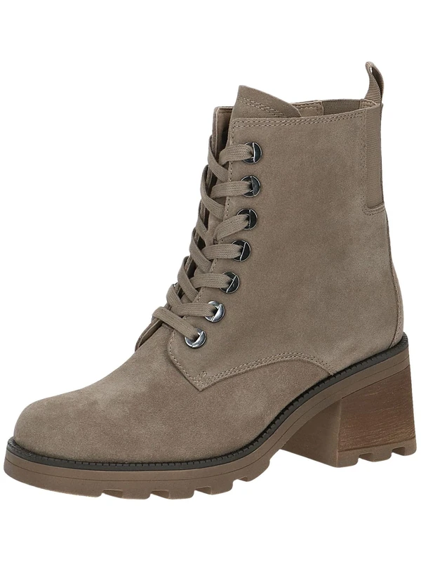 CAPRICE women's lace-up leather ankle boots with block heel, Brown (Mud Suede), 5 UK