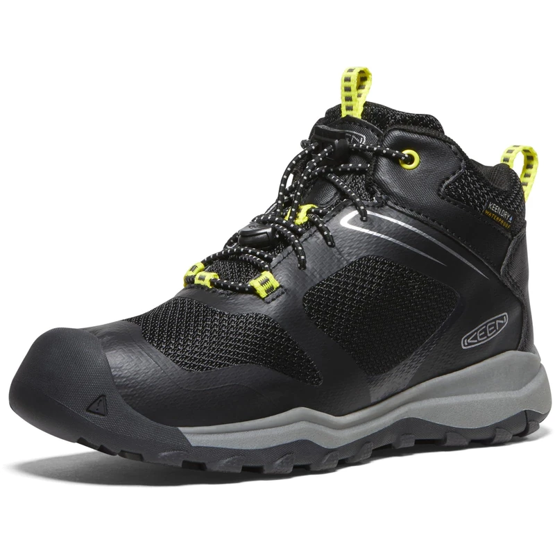 KEEN Unisex-Child Wanduro Mid Height Waterproof Easy On Durable Sneaker Hiking Boots, Black/Silver, 13