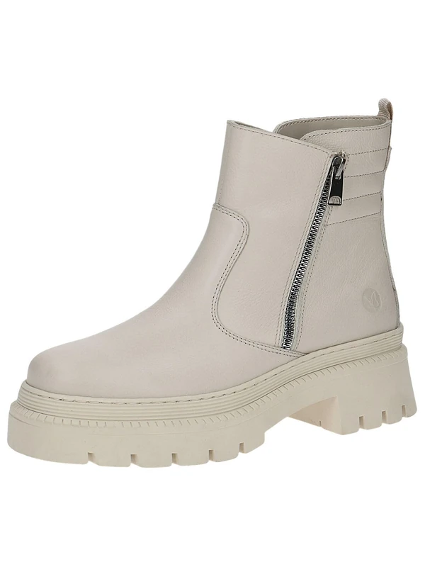 CAPRICE Women's ankle boots without heel Memotion made of leather Platform Width G, Beige (Beige Nappa), 4 UK