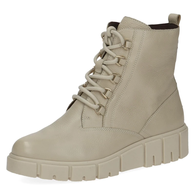 Caprice Women's ankle boots lace-up Airmotion made of leather with zipper Width G, Beige (Ecru Nappa), 5 UK