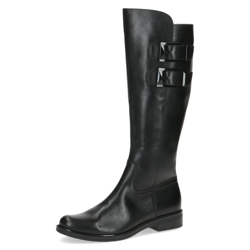 CAPRICE Women's high boots without heel made of leather knee-high Width G, Black (Black Nappa), 3.5 UK