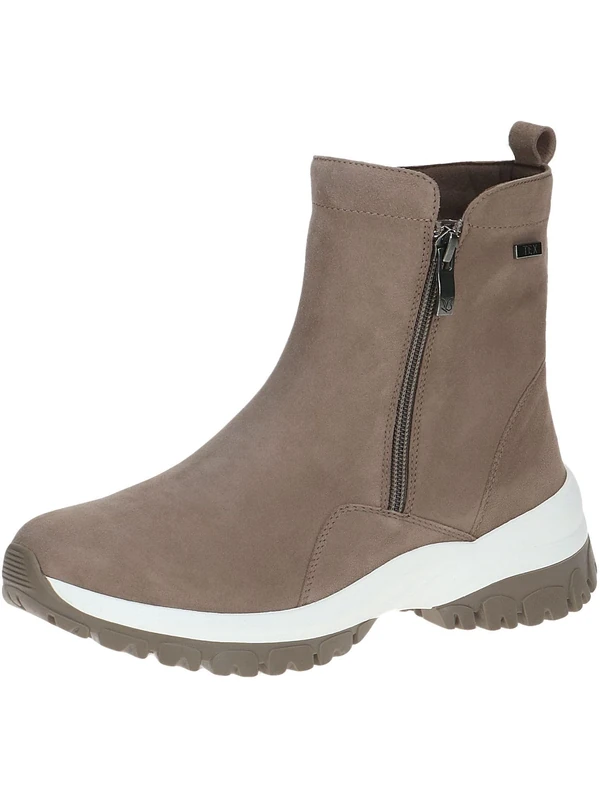 CAPRICE Women's ankle boots without heel Airmotion made of leather with zipper Width G, Brown (Mud Suede), 6 UK