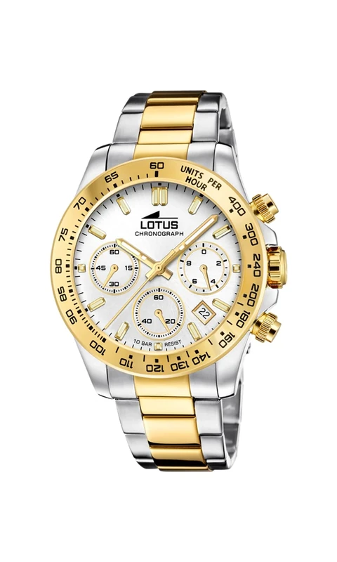 LOTUS 18913/1 Men's Analogue Quartz Watch with Stainless Steel Strap, Silver-Gold, Bracelet