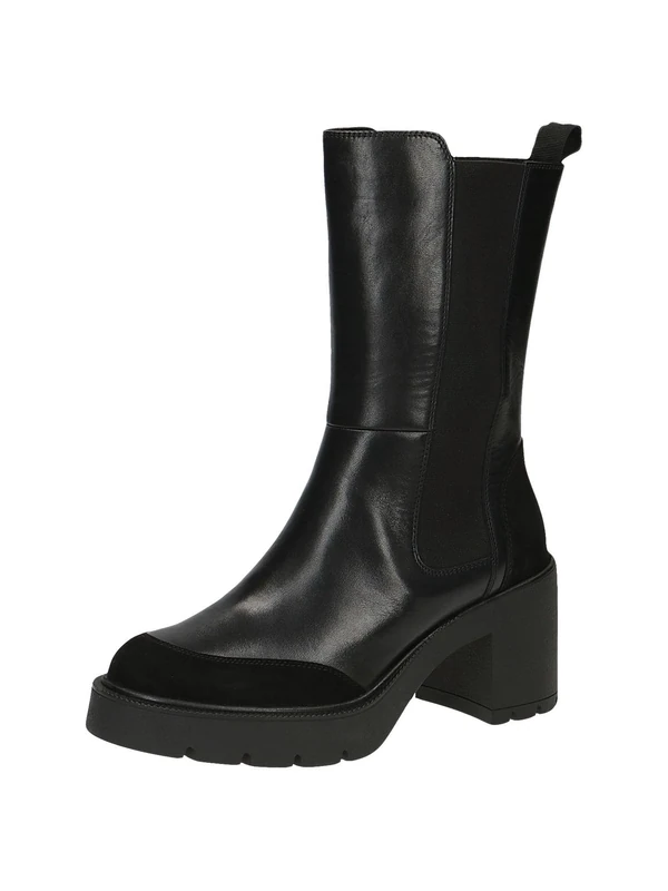 Caprice Women's ankle boots with heel Airmotion made of leather Block heel Width G, Black (Black Comb I), 6 UK