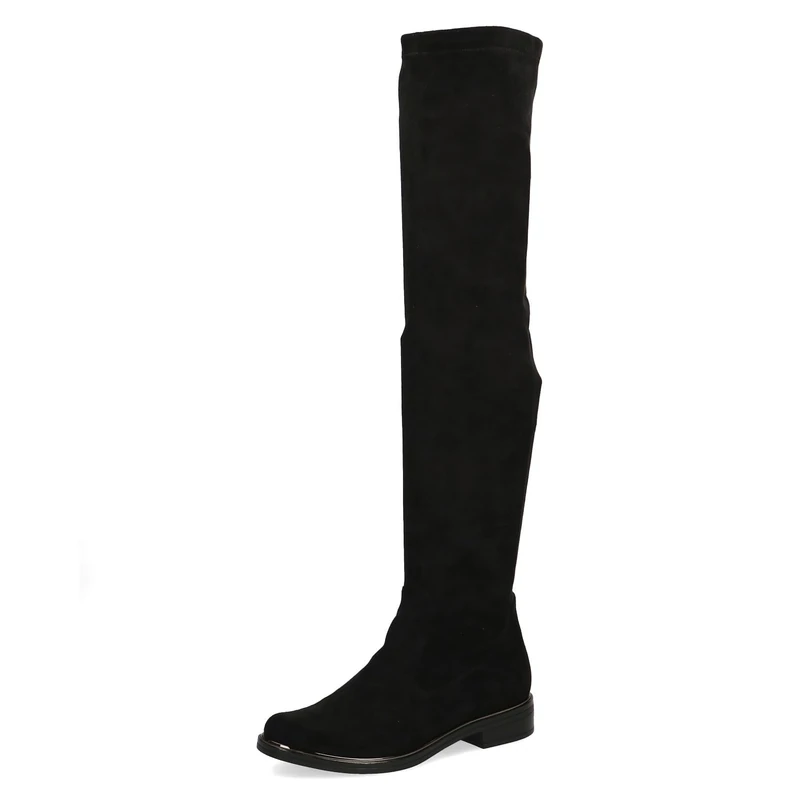 Caprice Women's over-the-knee boots Low heel Vegan, Black (Black Stretch), 6 UK