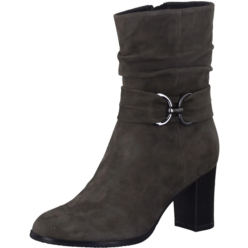 Caprice Women's ankle boots with heel Memotion in suede block heel Width G, Gray (Stone Suede), 6 UK