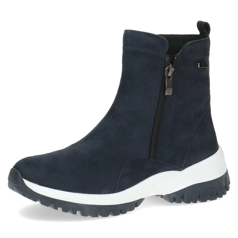 Caprice Women's ankle boots without heel Airmotion made of leather with zipper Width G, Blue (Ocean Suede), 6 UK