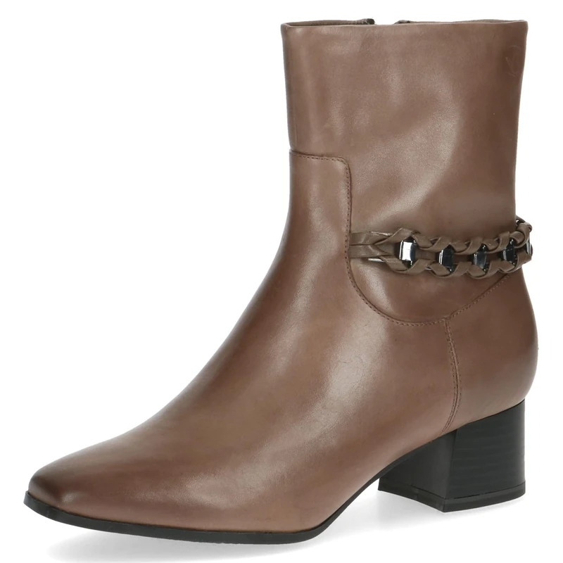 CAPRICE Women's ankle boots with heel Memotion in leather elegant Width G, Brown (Taupe Nappa), 3.5 UK