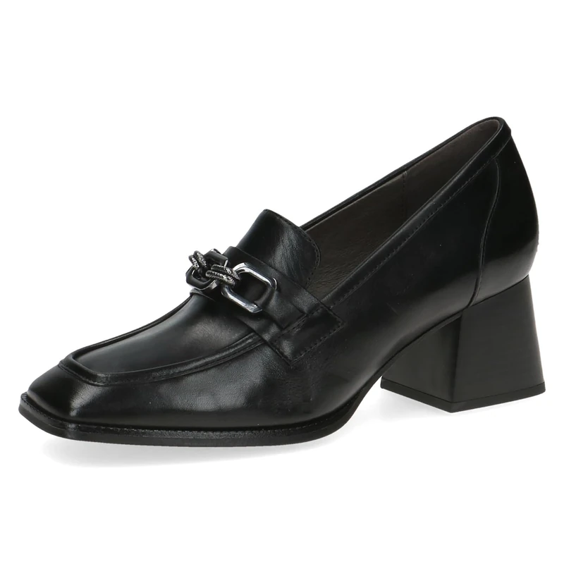 CAPRICE Women's Leather Pumps with Trapeze Heel, Black (Black Nappa), 5 UK